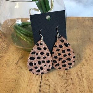 Faux Leather Animal Print Teardrop Earrings